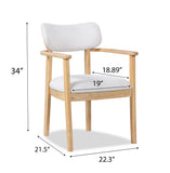Set of 2 Rubber Wood Dining Arm Chairs, Accent Chairs with Upholstered Seat & Back for Dining Room, Kitchen, Apartment