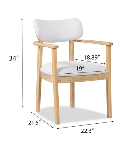 Set of 2 Rubber Wood Dining Arm Chairs, Accent Chairs with Upholstered Seat & Back for Dining Room, Kitchen, Apartment