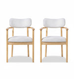 Set of 2 Rubber Wood Dining Arm Chairs, Accent Chairs with Upholstered Seat & Back for Dining Room, Kitchen, Apartment