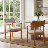 Set of 2 Rubber Wood Dining Arm Chairs, Accent Chairs with Upholstered Seat & Back for Dining Room, Kitchen, Apartment