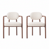 Set of 2 Upholstered Dining Chairs, ArmChairs with Wood‑Grain Hot‑Transfer Metal Frame for Dining Room, Kitchen, Office