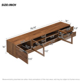 78" TV Stand for TVs up to 85" with Glass Doors,Soft-Close Hinges&2 Drawers, Modern TV Console Media Cabinet Entertainment Center, Walnut