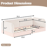Twin Toddler Bed with Side Guardrails, Kid-Friendly Padded Montessori Floor Bed Platform Bed Frame for Boy&Girl, Low Profile, Beige