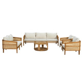 5pcs Outdoor Set with Loveseat, 2 Armchairs, Round Coffee Table&Cushions, Water-Resistant Patio Furniture Set Garden Conversation Chat Set