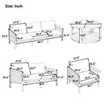 5pcs Outdoor Set with Loveseat, 2 Armchairs, Round Coffee Table&Cushions, Water-Resistant Patio Furniture Set Garden Conversation Chat Set