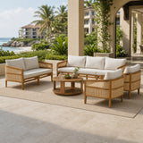 5pcs Outdoor Set with Loveseat, 2 Armchairs, Round Coffee Table&Cushions, Water-Resistant Patio Furniture Set Garden Conversation Chat Set