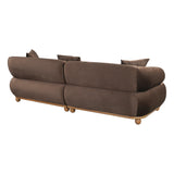 89"W Curved Sofa with Throw Pillows,Velvet Upholstered Couch Oversized Loveseat Lounge Sofa with Rolled Arm,Solid Wood Base&Ball Leg,Brown