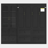 Queen Size Murphy Bed with Reversible Left-Right Side Cabinet & 4 Drawers, Space-Saving Wall Bed Folding Bed, Black