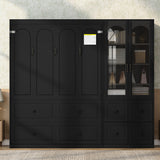 Queen Size Murphy Bed with Reversible Left-Right Side Cabinet & 4 Drawers, Space-Saving Wall Bed Folding Bed, Black