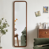 Solid Wood Full Length Mirror, 2‑in‑1 Freestanding/Wall‑Mounted Dressing Mirror for Bedroom, Living Room, Entryway