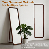 Solid Wood Full Length Mirror, 2‑in‑1 Freestanding/Wall‑Mounted Dressing Mirror for Bedroom, Living Room, Entryway