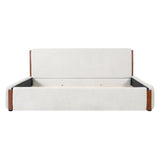 King Size Platform Bed Frame with Soft Padded Headboard&Side Board, Modern Upholstered Bed, White
