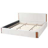 King Size Platform Bed Frame with Soft Padded Headboard&Side Board, Modern Upholstered Bed, White