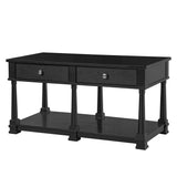 Farmhouse Wood Coffee Table with 2 Drawers & Bottom Open Shelf, Rectangular Cocktail Table for Living Room, Bedroom, Apartment