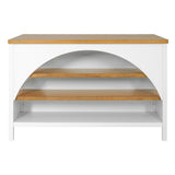 56" Kitchen Island with Open Shelves, Kitchen Pre Table Dining Table Coffee Bar Perch, White