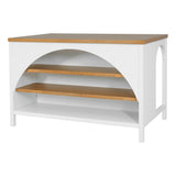 56" Kitchen Island with Open Shelves, Kitchen Pre Table Dining Table Coffee Bar Perch, White