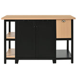 58"W Kitchen Island with Storage Drawers, Adjustable Shelf & Open Shelves, Kitchen Prep Table Coffee Bar Perch Kitchen Table, Black+Natural