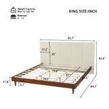 King Upholstered Platform Bed Frame with Chenille Vertical Channel Headboard