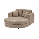 Upholstered Chaise Lounge with Pillows&Storage Arm, Tufted Sleeper Sofa Bed Leisure Reading Couch, Brown