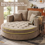 Upholstered Chaise Lounge with Pillows&Storage Arm, Tufted Sleeper Sofa Bed Leisure Reading Couch, Brown