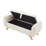 57" Corduroy Upholstered Storage Bench Ottoman, Bed Bench with Wood Legs for Entryway, Bedroom, Hallway