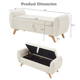 57" Corduroy Upholstered Storage Bench Ottoman, Bed Bench with Wood Legs for Entryway, Bedroom, Hallway