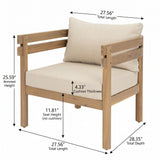 4pcs Outdoor Sofa Seating Set with Loveseat, 2 Club Chairs, Coffee Table&Cushions, Patio Furniture Set Conversation Chat Set, Brown&Beige