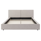 Modern Tufted Queen Upholstered Platform Bed Frame with Comfortable Supportive Headboard, Beige Gray