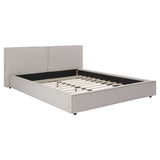 Modern Tufted Queen Upholstered Platform Bed Frame with Comfortable Supportive Headboard, Beige Gray
