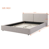Modern Tufted Queen Upholstered Platform Bed Frame with Comfortable Supportive Headboard, Beige Gray