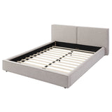 Modern Tufted Queen Upholstered Platform Bed Frame with Comfortable Supportive Headboard, Beige Gray