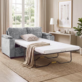 56.7" Pull Out Sleeper Sofa, Convertible Loveseat Sofa with Full Size Mattress, Cup Holders & Arm Storage Space for Living Room