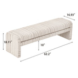 62.2" Striped Upholstered Accent Bench, Padded Wraparound Frame End of Bed Bench for Bedroom, Entryway & Dining Room