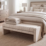 62.2" Striped Upholstered Accent Bench, Padded Wraparound Frame End of Bed Bench for Bedroom, Entryway & Dining Room