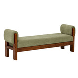 63" Upholstered Accent Ottoman Bench, End of Bed Bench with Solid Wood Frame & Padded Armrests for Bedroom, Entryway, Living Room