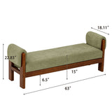 63" Upholstered Accent Ottoman Bench, End of Bed Bench with Solid Wood Frame & Padded Armrests for Bedroom, Entryway, Living Room