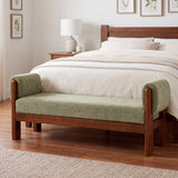 63" Upholstered Accent Ottoman Bench, End of Bed Bench with Solid Wood Frame & Padded Armrests for Bedroom, Entryway, Living Room