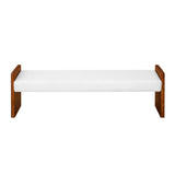 63" Boucle Upholstered Accent Bench, End of Bed Bench with Rubber Wood Side Panel Frame for Bedroom, Entryway, Living Room