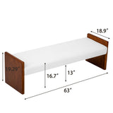 63" Boucle Upholstered Accent Bench, End of Bed Bench with Rubber Wood Side Panel Frame for Bedroom, Entryway, Living Room
