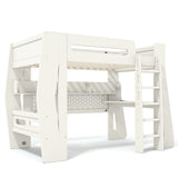 Twin Size Gaming Loft Bed with Desk, Light & Storage Shelves for Teens&Kids, All-in-1 Esports Style Gaming Bed, Beige