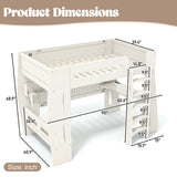 Twin Size Gaming Loft Bed with Desk, Light & Storage Shelves for Teens&Kids, All-in-1 Esports Style Gaming Bed, Beige
