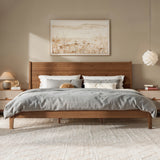 King Platform Bed Solid Bamboo Bed Frame Mid‑Century Modern Bed Frame with Tall Headboard