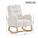 Accent Rocking Chair with Footrest & Storage Pocket, Rubber Wood Lounge Chair with High Back for Bedroom, Nursery, Living Room