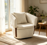 Corduroy Accent Chair with Under-Seat Storage, Swivel Chair Armchair with Solid Wood Frame & Waist Pillow for Reading, Living Room