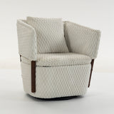 Corduroy Accent Chair with Under-Seat Storage, Swivel Chair Armchair with Solid Wood Frame & Waist Pillow for Reading, Living Room