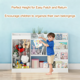 3-in-1 Kids Bookshelf&Toy Storage Organizer, Montessori Toddler Book Display Stand Baby Bookcase for Kids Room, Playroom, Nursery, White