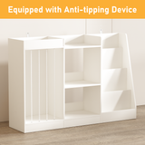 3-in-1 Kids Bookshelf&Toy Storage Organizer, Montessori Toddler Book Display Stand Baby Bookcase for Kids Room, Playroom, Nursery, White