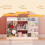 3-in-1 Kids Bookshelf&Toy Storage Organizer, Montessori Toddler Book Display Stand Baby Bookcase for Kids Room, Playroom, Nursery, White