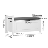 Kids Toy Storage Box Entryway Storage Bench with Safety Hinged Lid & Cushion, Toy Organizer Trunk Bed Stool, White