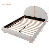 Queen Size Boucle Fabric Platform Bed Frame with Curved Arched Headboard & Wooden Slats for Bedroom, Apartment